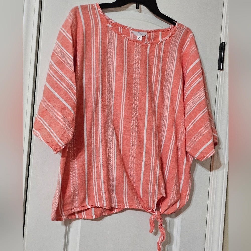 Time and Tru Coral Striped Blouse - Picture 3 of 6